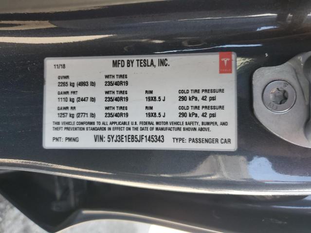 89916605 :رقم المزاد ، 5YJ3E1EB5JF145343 vin ، 2018 Tesla Model 3 مزاد بيع