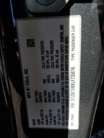 Aukcja sprzedaży 2020 Tesla Model 3, vin: 5YJ3E1EBXLF735816, numer aukcji: 85766795