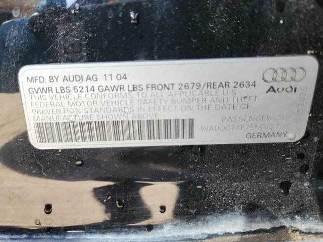 Продажа на аукционе авто 2005 Audi A6 3.2 Qua, vin: WAUDG74F75N072728, номер лота: 89849775