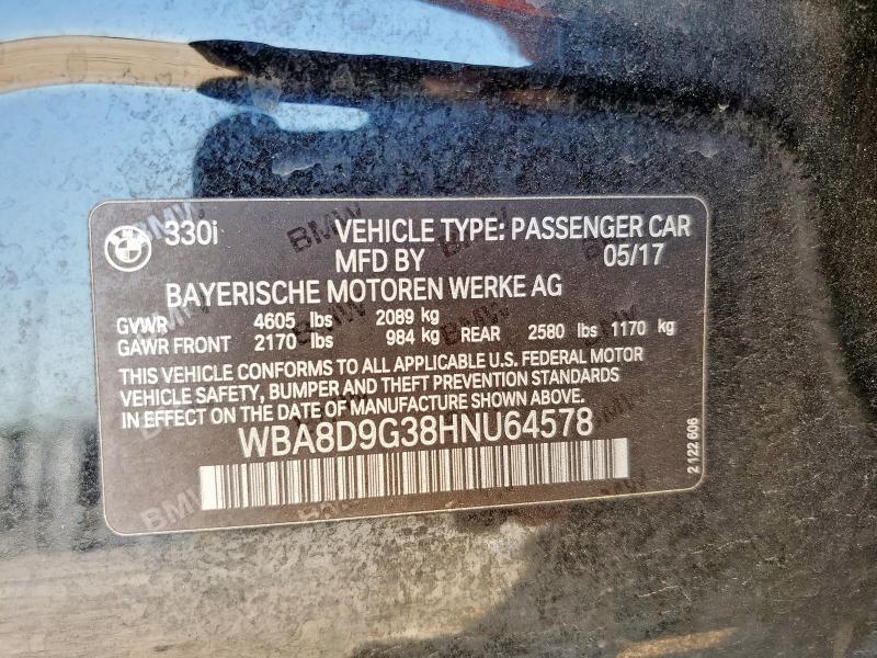 85667515 :رقم المزاد ، WBA8D9G38HNU64578 vin ، 2017 Bmw 330 Xi مزاد بيع