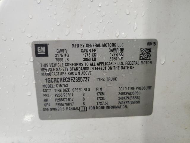 87182085 :رقم المزاد ، 1GCRCREC3FZ395737 vin ، 2015 Chevrolet Silverado مزاد بيع