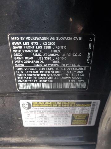 Продажа на аукционе авто 2017 Volkswagen Touareg Wo, vin: WVGRF7BP1HD001263, номер лота: 82233955