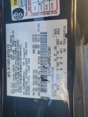 2011 Ford Fusion Sel მანქანა იყიდება აუქციონზე, vin: 3FAHP0JA9BR255261, აუქციონის ნომერი: 87211145