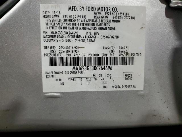 86632835 :رقم المزاد ، MAJ6S3GL3KC264696 vin ، 2019 Ford Ecosport مزاد بيع