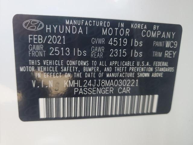 Продаж на аукціоні авто 2021 Hyundai Sonata, vin: KMHL24JJ8MA030221, номер лоту: 89647075