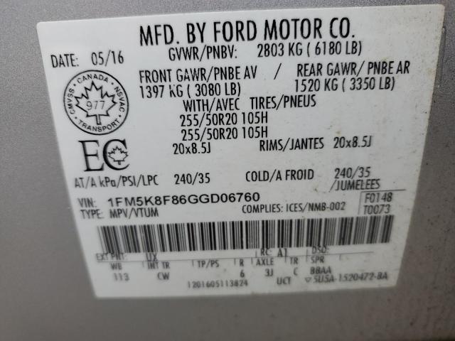 Aukcja sprzedaży 2016 Ford Explorer L, vin: 1FM5K8F86GGD06760, numer aukcji: 86827305