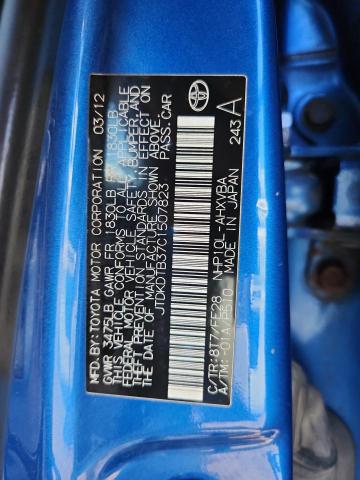 Продажа на аукционе авто 2012 Toyota Prius C, vin: JTDKDTB37C1507823, номер лота: 89819585