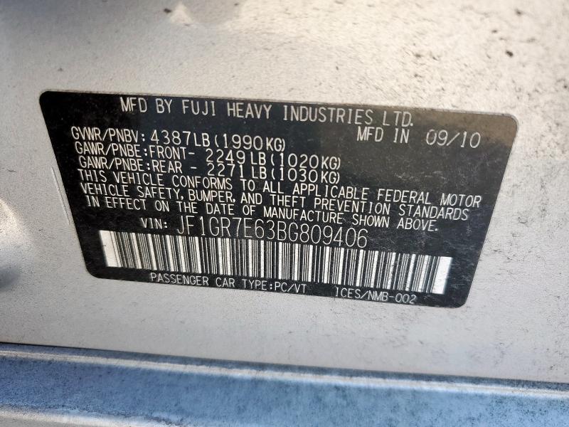 Продажа на аукционе авто 2011 Subaru Impreza, vin: JF1GR7E63BG809406, номер лота: 90116905