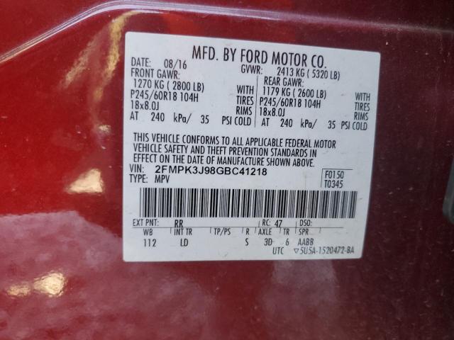 Продажа на аукционе авто 2016 Ford Edge, vin: 2FMPK3J98GBC41218, номер лота: 89873815
