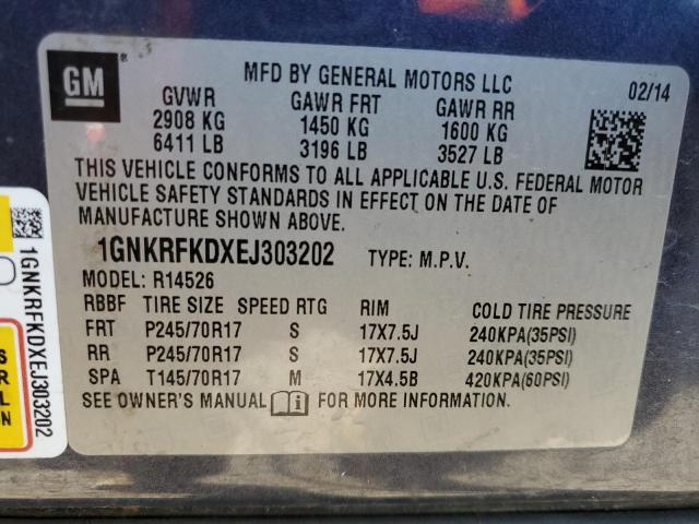 2014 Chevrolet Traverse L მანქანა იყიდება აუქციონზე, vin: 1GNKRFKDXEJ303202, აუქციონის ნომერი: 82581415