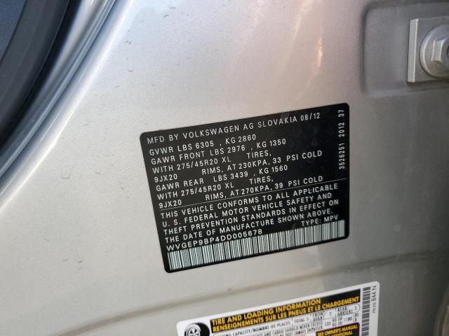 Продаж на аукціоні авто 2013 Volkswagen Touareg, vin: WVGEP9BP4DD005678, номер лоту: 87488735