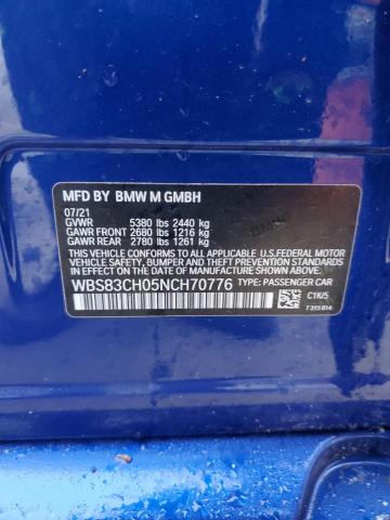 2022 Bmw M5 მანქანა იყიდება აუქციონზე, vin: WBS83CH05NCH70776, აუქციონის ნომერი: 90367495