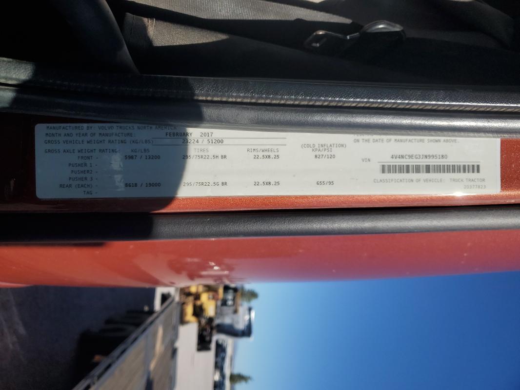 Продаж на аукціоні авто 2018 Volvo Vnl, vin: 4V4NC9EG3JN995180, номер лоту: 86511025