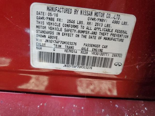 85140085 :رقم المزاد ، JN1EV7AP7GM303276 vin ، 2016 Infiniti Q50 Premiu مزاد بيع