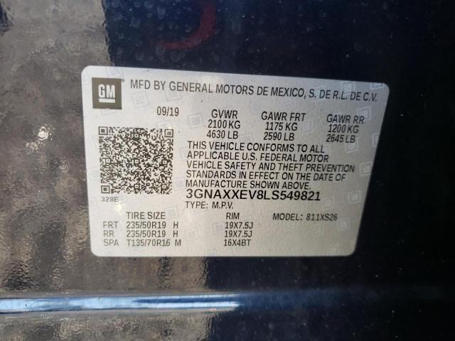 85753515 :رقم المزاد ، 3GNAXXEV8LS549821 vin ، 2020 Chevrolet Equinox مزاد بيع