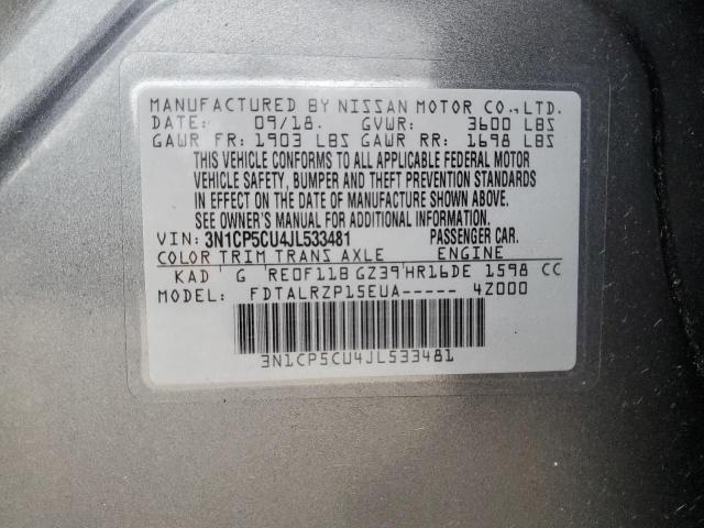 82419595 :رقم المزاد ، 3N1CP5CU4JL533481 vin ، 2018 Nissan Kicks مزاد بيع