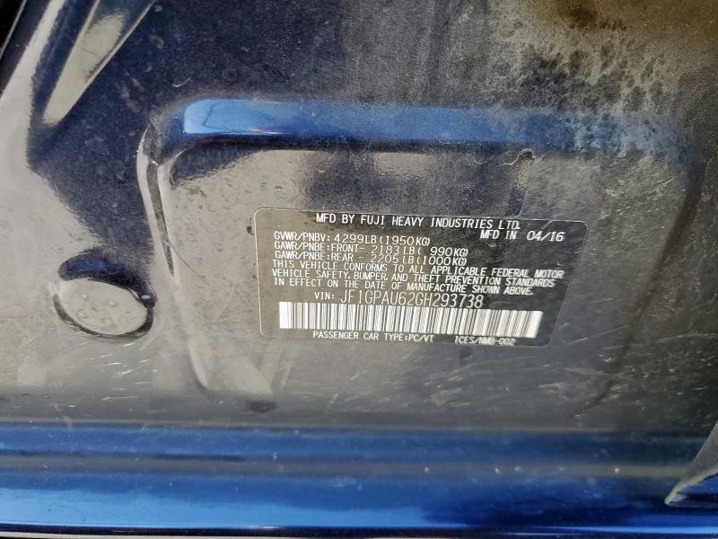 Продажа на аукционе авто 2016 Subaru Impreza Sp, vin: JF1GPAU62GH293738, номер лота: 85500015