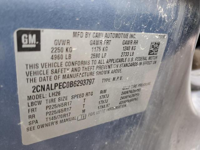 90663695 :رقم المزاد ، 2CNALPEC0B6293797 vin ، 2011 Chevrolet Equinox مزاد بيع