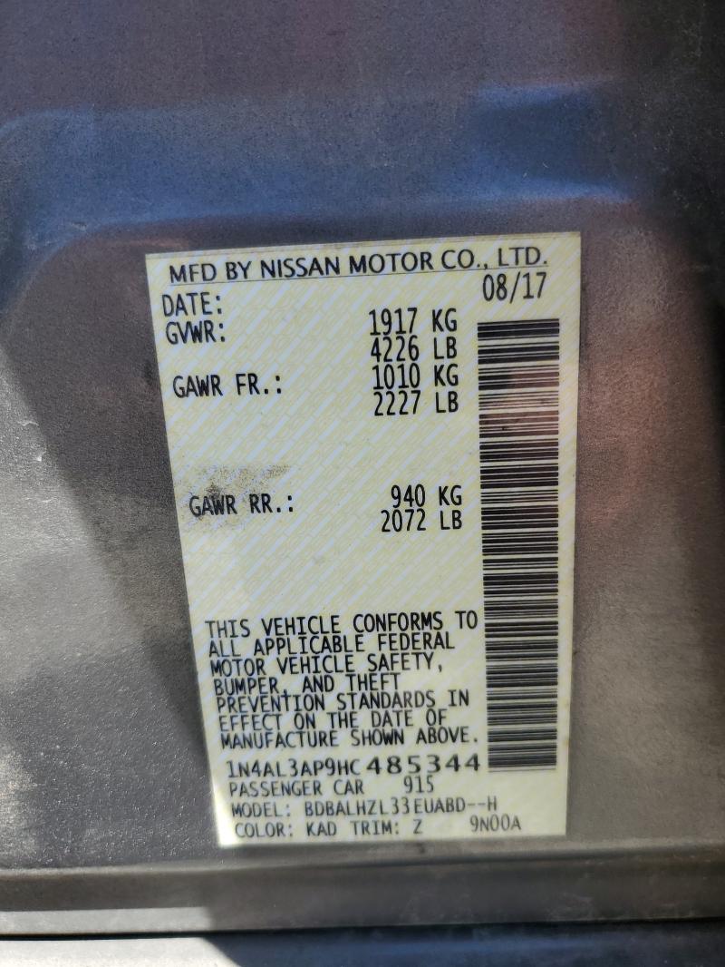 82473655 :رقم المزاد ، 1N4AL3AP9HC485344 vin ، 2017 Nissan Altima 2.5 مزاد بيع