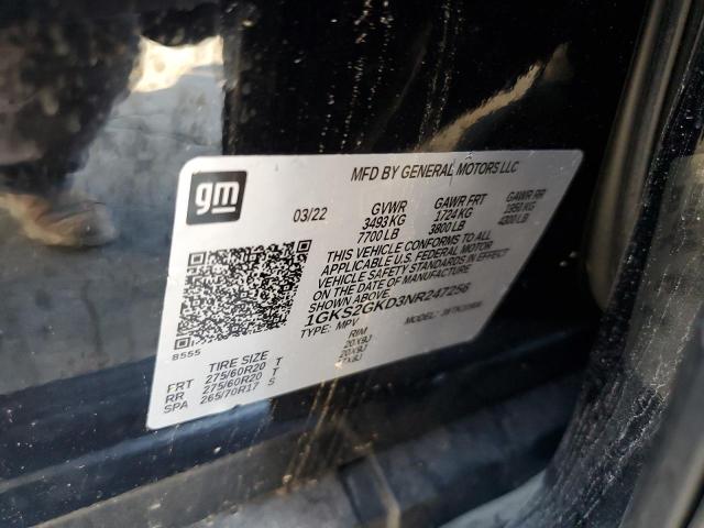 85939365 :رقم المزاد ، 1GKS2GKD3NR247256 vin ، 2022 Gmc Yukon Xl K1500 Slt مزاد بيع