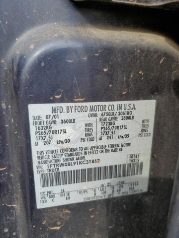 81858805 :رقم المزاد ، 1FTRW08L91KC31862 vin ، 2001 Ford F150 مزاد بيع