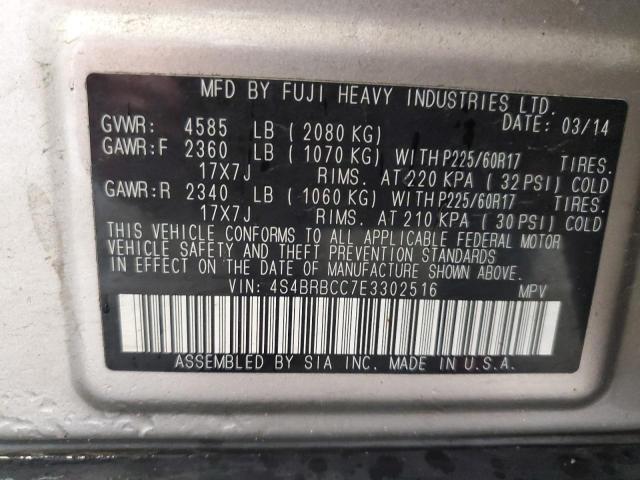 Aukcja sprzedaży 2014 Subaru Outback, vin: 4S4BRBCC7E3302516, numer aukcji: 86765265