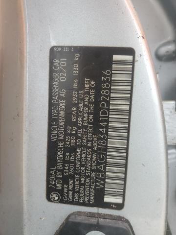 90698525 :رقم المزاد ، WBAGH83441DP28836 vin ، 2001 Bmw 740 مزاد بيع