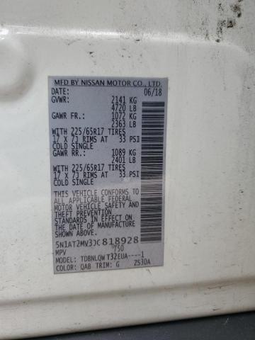 86105365 :رقم المزاد ، 5N1AT2MV3JC818928 vin ، 2018 Nissan Rogue مزاد بيع