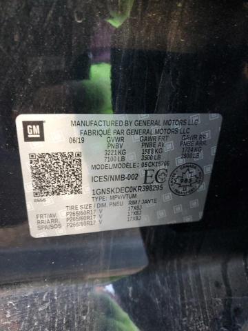 89534405 :رقم المزاد ، 1GNSKDEC0KR398295 vin ، 2019 Chevrolet Tahoe Poli مزاد بيع