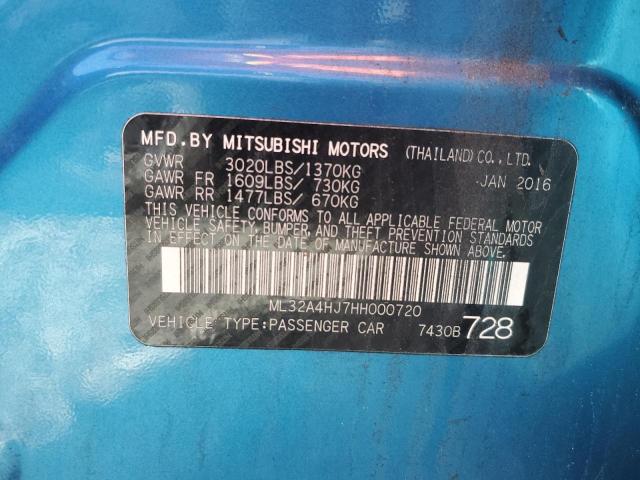 2017 Mitsubishi Mirage მანქანა იყიდება აუქციონზე, vin: ML32A4HJ7HH000720, აუქციონის ნომერი: 86080045