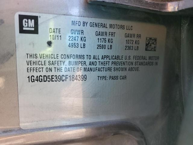 87422355 :رقم المزاد ، 1G4GD5E39CF184399 vin ، 2012 Buick Lacrosse P مزاد بيع