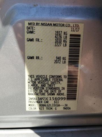 Aukcja sprzedaży 2018 Nissan Altima 2.5, vin: 1N4AL3AP2JC156099, numer aukcji: 84896745