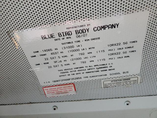 2008 Blue Bird School Bus მანქანა იყიდება აუქციონზე, vin: 1BAKFCPA98F252856, აუქციონის ნომერი: 84473025