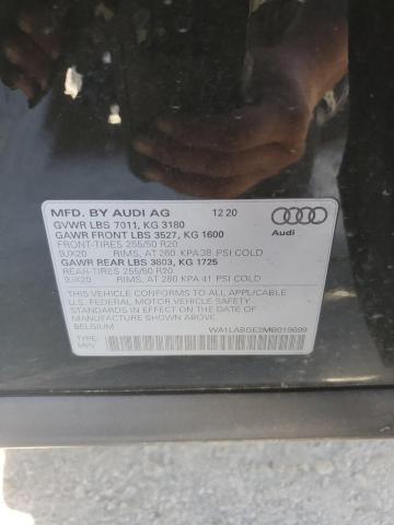 89839105 :رقم المزاد ، WA1LABGE3MB019699 vin ، 2021 Audi E-tron مزاد بيع