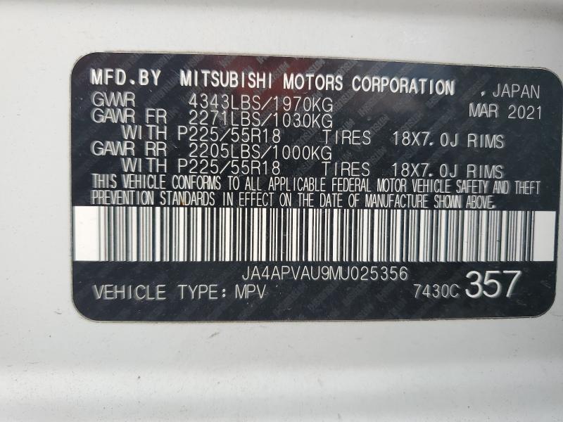 Aukcja sprzedaży 2021 Mitsubishi Outlander Sport, vin: JA4APVAU9MU025356, numer aukcji: 89875625