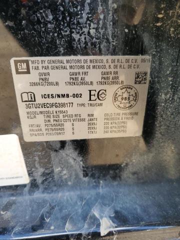 2015 Gmc Sierra მანქანა იყიდება აუქციონზე, vin: 3GTU2VEC9FG398177, აუქციონის ნომერი: 82226245