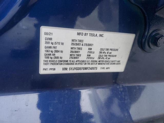 Aukcja sprzedaży 2021 Tesla Model Y, vin: 5YJYGDEF8MF248975, numer aukcji: 90882315