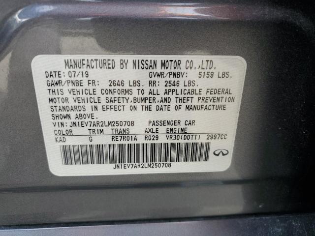 Aukcja sprzedaży 2020 Infiniti Q50 Pure, vin: JN1EV7AR2LM250708, numer aukcji: 86190825