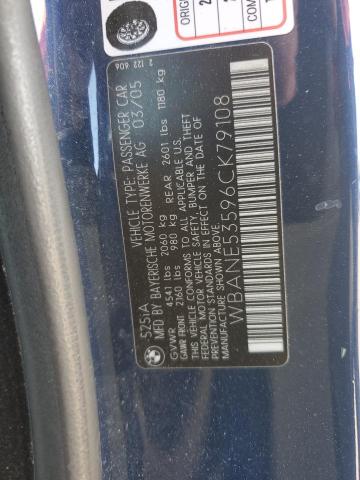 82554205 :رقم المزاد ، WBANE53596CK79108 vin ، 2006 Bmw 525 I مزاد بيع