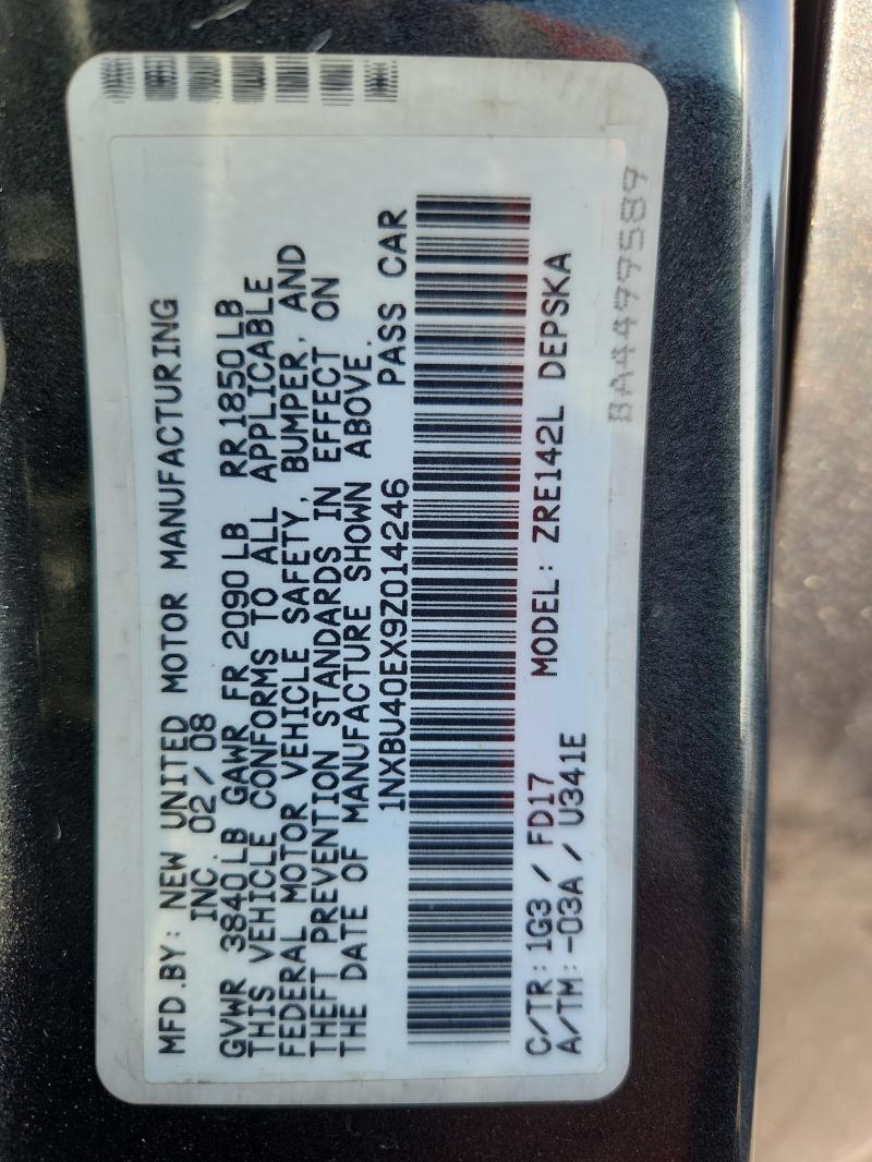 Продажа на аукционе авто 2009 Toyota Corolla, vin: 1NXBU40EX9Z014246, номер лота: 87302595