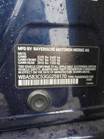90743135 :رقم المزاد ، WBA5B3C53GG259170 vin ، 2016 Bmw 535 مزاد بيع
