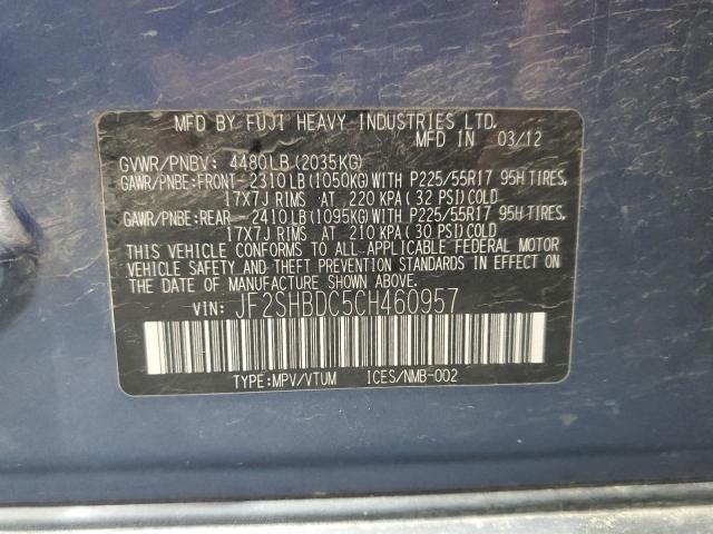 84267475 :رقم المزاد ، JF2SHBDC5CH460957 vin ، 2012 Subaru Forester مزاد بيع