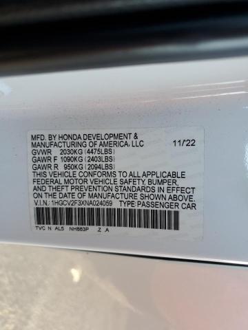 Aukcja sprzedaży 2022 Honda Accord Spo, vin: 1HGCV2F3XNA024059, numer aukcji: 86522565