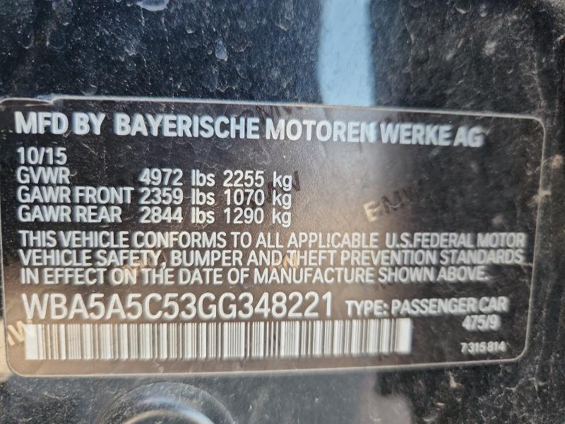 89525335 :رقم المزاد ، WBA5A5C53GG348221 vin ، 2016 Bmw 528 مزاد بيع