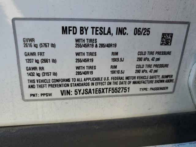 Aukcja sprzedaży 2026 Tesla Model S, vin: 5YJSA1E6XTF552751, numer aukcji: 86053145