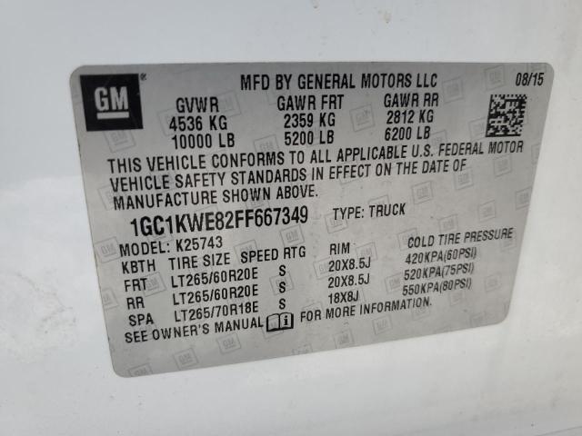 2015 Chevrolet Silverado მანქანა იყიდება აუქციონზე, vin: 1GC1KWE82FF667349, აუქციონის ნომერი: 91940025