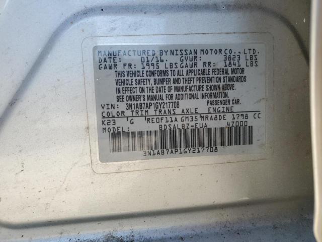 Продажа на аукционе авто 2016 Nissan Sentra S, vin: 3N1AB7AP1GY217708, номер лота: 82687055