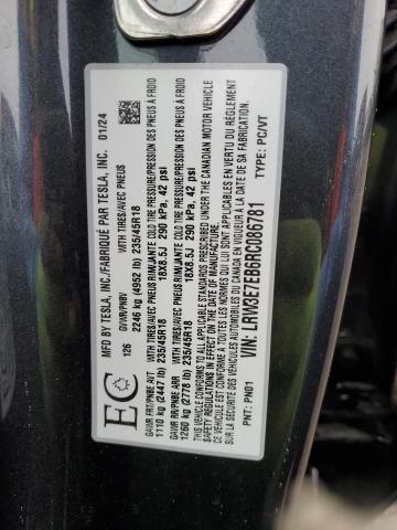 Продажа на аукционе авто 2024 Tesla Model 3, vin: LRW3E7EB6RC086781, номер лота: 90046885