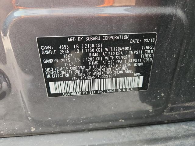 Aukcja sprzedaży 2018 Subaru Outback, vin: 4S4BSANC5J3331695, numer aukcji: 85122265
