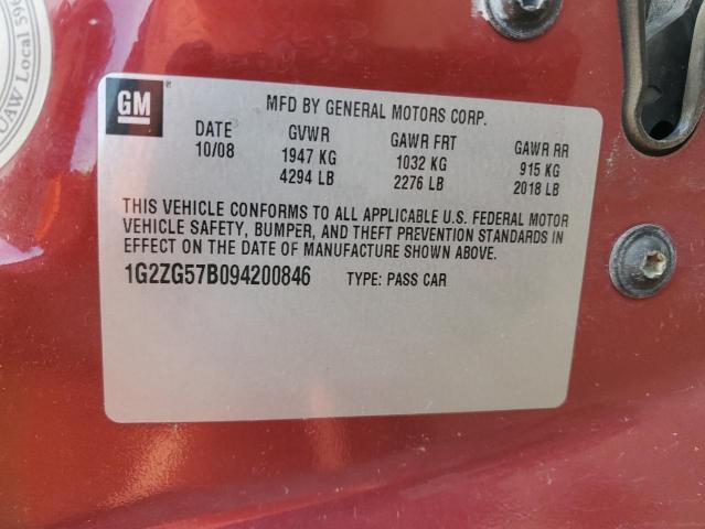 90333275 :رقم المزاد ، 1G2ZG57B094200846 vin ، 2009 Pontiac G6 مزاد بيع